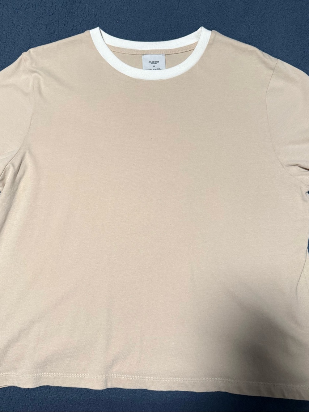 Men's Long Sleeve Crewneck Shirt in Cream with White Trim